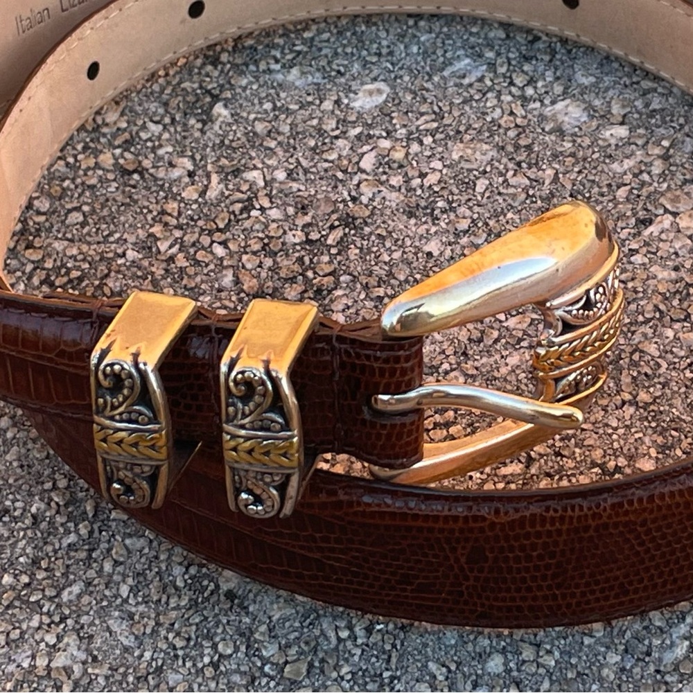 Arden Leather Co. Italian Lizard Emboss Calfskin Belt Sz M